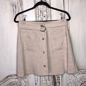 Y2K Retro 70’s Preppy Linen Look Mini Skirt Large